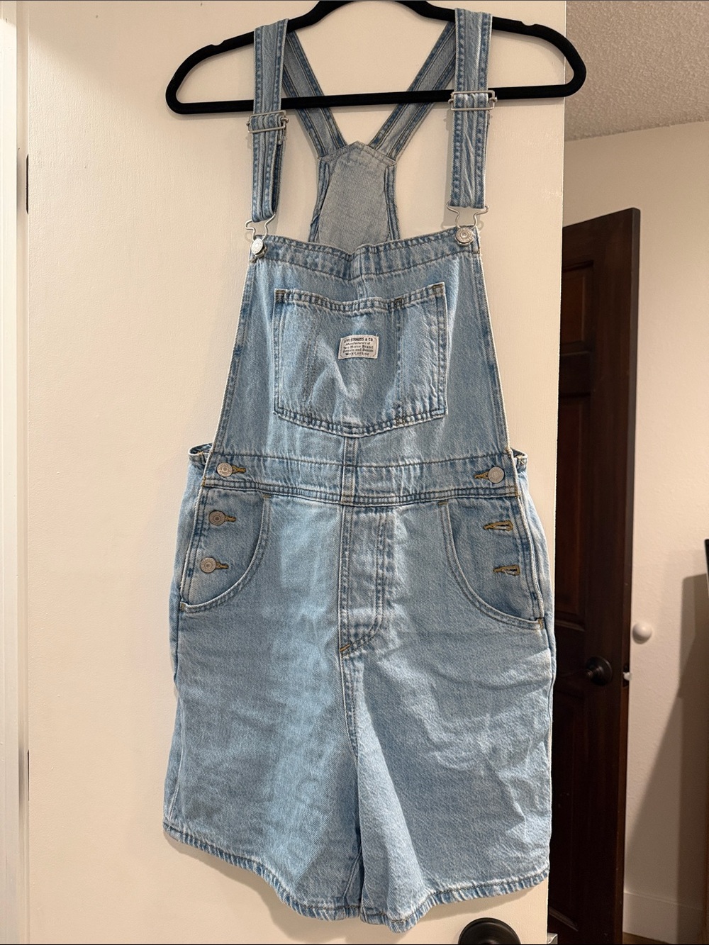 Light Blue Denim woman’s Levi Short Overalls